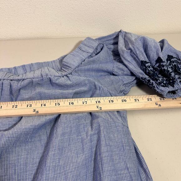 Vince Camuto Women's Off the Shoulder Eyelet Shift Dress Embroidered Hem SZ 14W - Picture 14 of 15